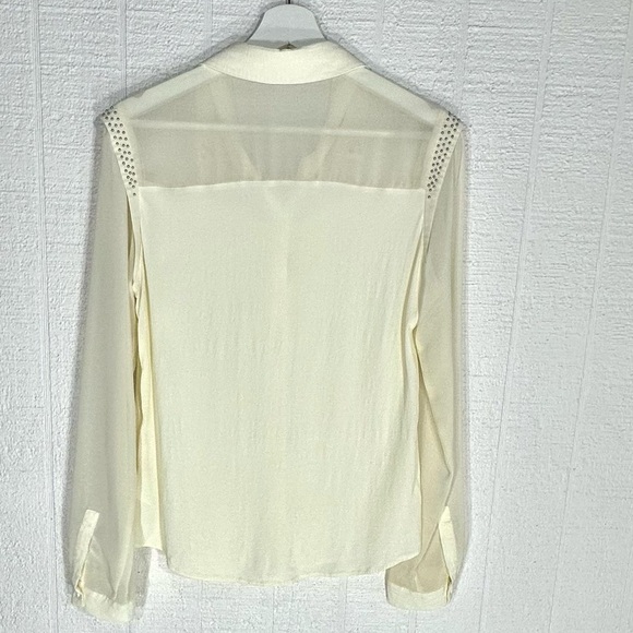 Silence+noise spike collar sheer cream blouse size M - Picture 2 of 9